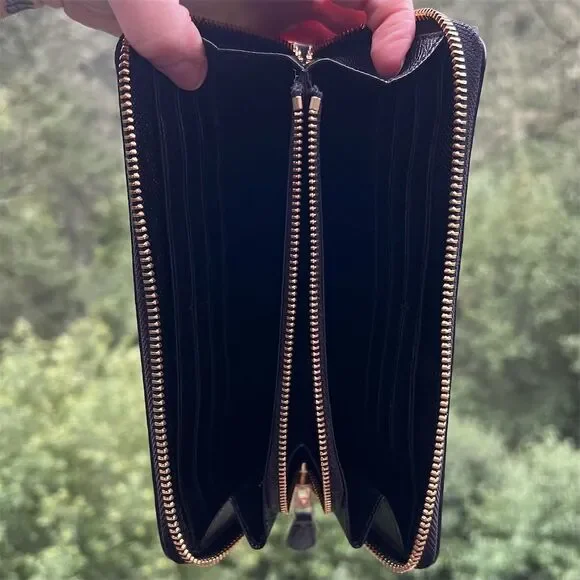 COACH Black Leather Phone Wallet Wristlet w Gold Hardware AUTHENTIC - Picture 5 of 8